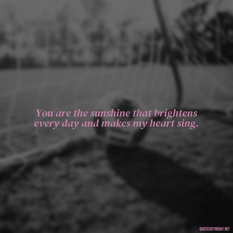 You are the sunshine that brightens every day and makes my heart sing. - Love You Quotes For Wife