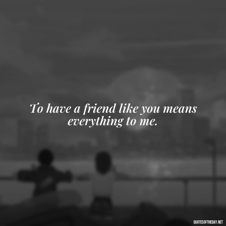 To have a friend like you means everything to me. - Cute Short Friendship Quotes