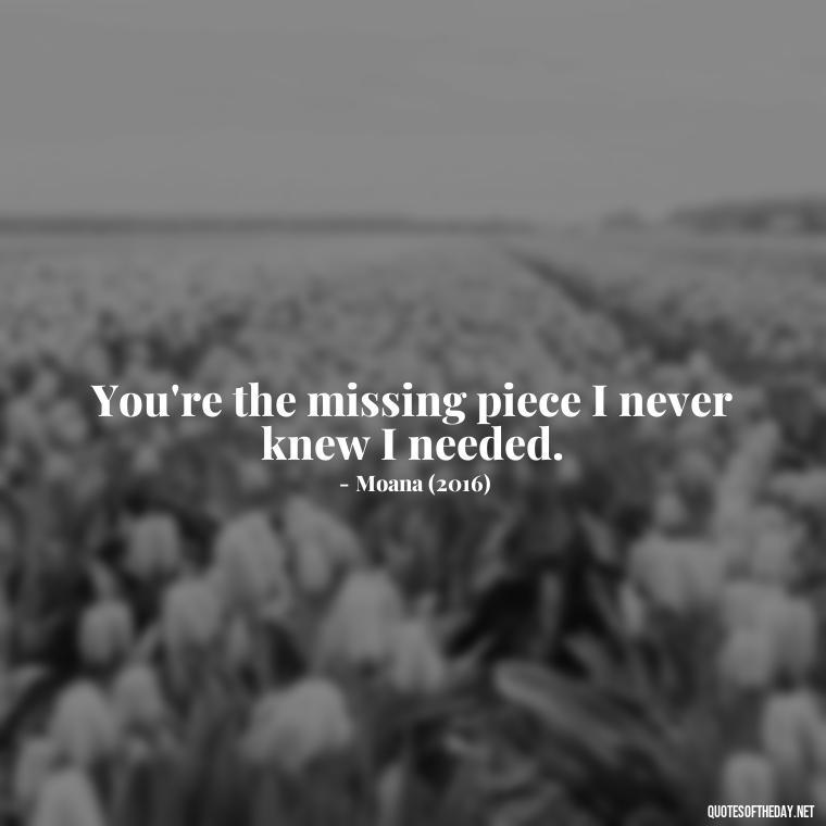 You're the missing piece I never knew I needed. - Disney Film Love Quotes