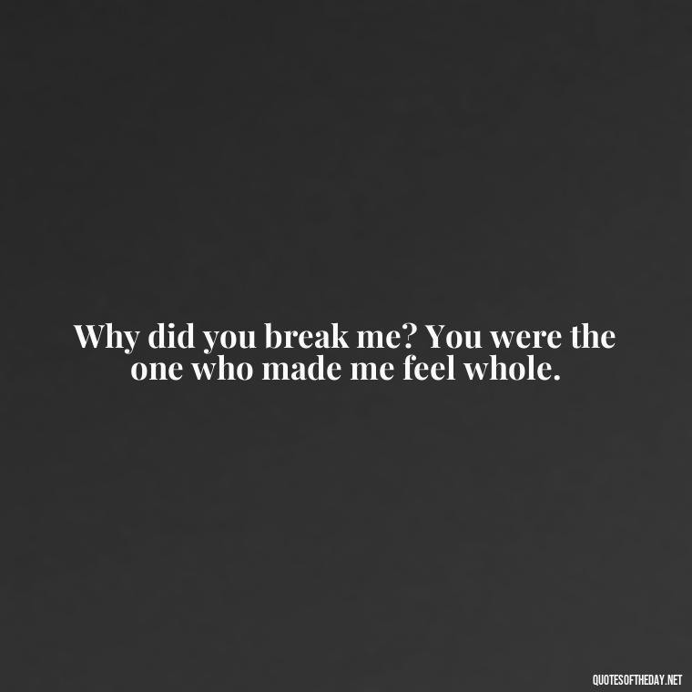 Why did you break me? You were the one who made me feel whole. - I Wished You Loved Me Quotes