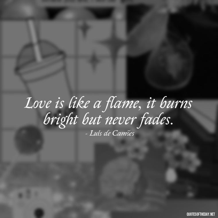 Love is like a flame, it burns bright but never fades. - Portuguese Love Quotes