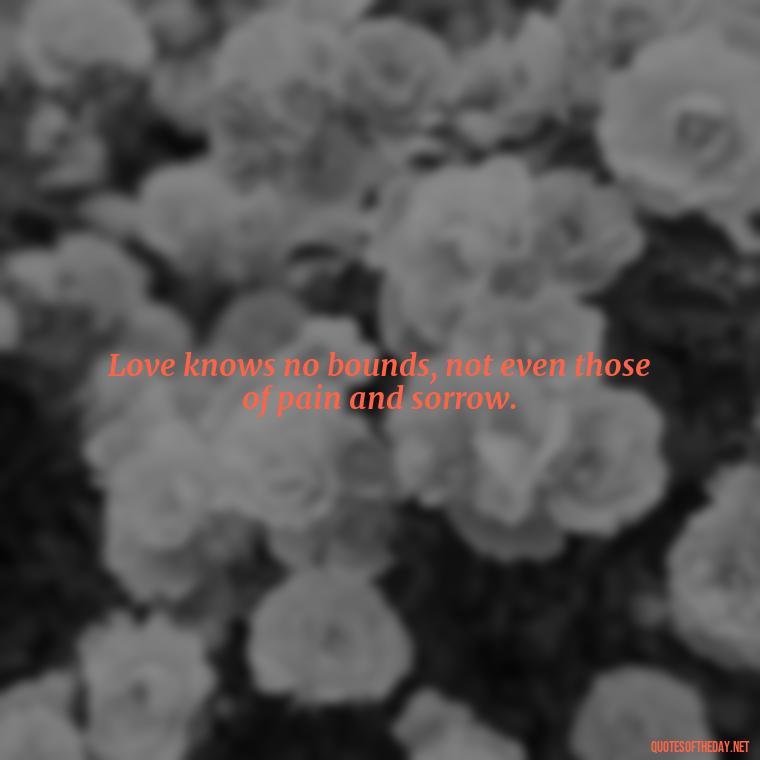 Love knows no bounds, not even those of pain and sorrow. - Pain Love Regret Quotes