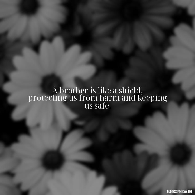 A brother is like a shield, protecting us from harm and keeping us safe. - A Brothers Love Quotes