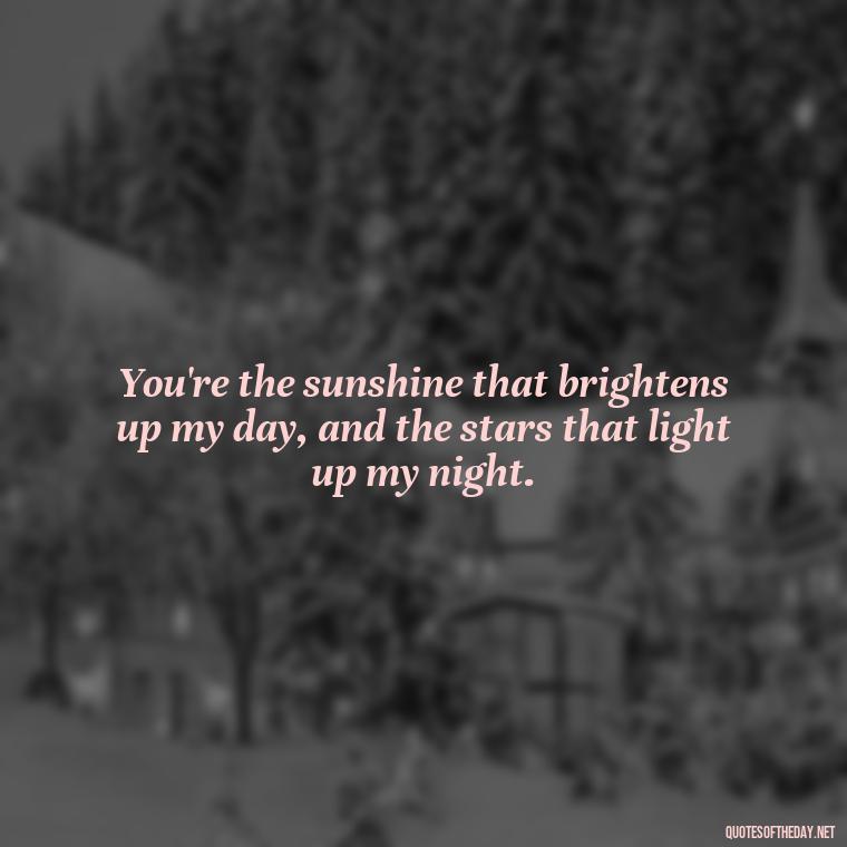 You're the sunshine that brightens up my day, and the stars that light up my night. - Quotes About Love To My Husband