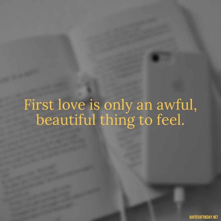 First love is only an awful, beautiful thing to feel. - First Love Quote