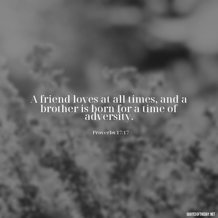 A friend loves at all times, and a brother is born for a time of adversity. - Bible Quotes About Loved Ones