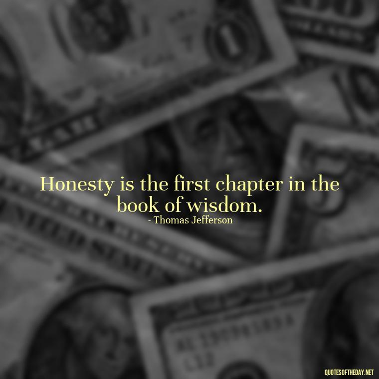 Honesty is the first chapter in the book of wisdom. - Love Lying Quotes