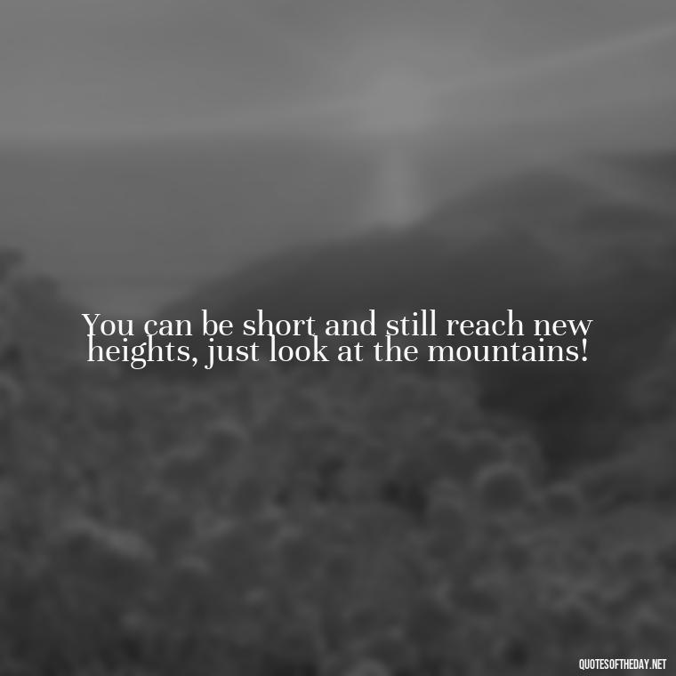 You can be short and still reach new heights, just look at the mountains! - Short In Memory Quotes