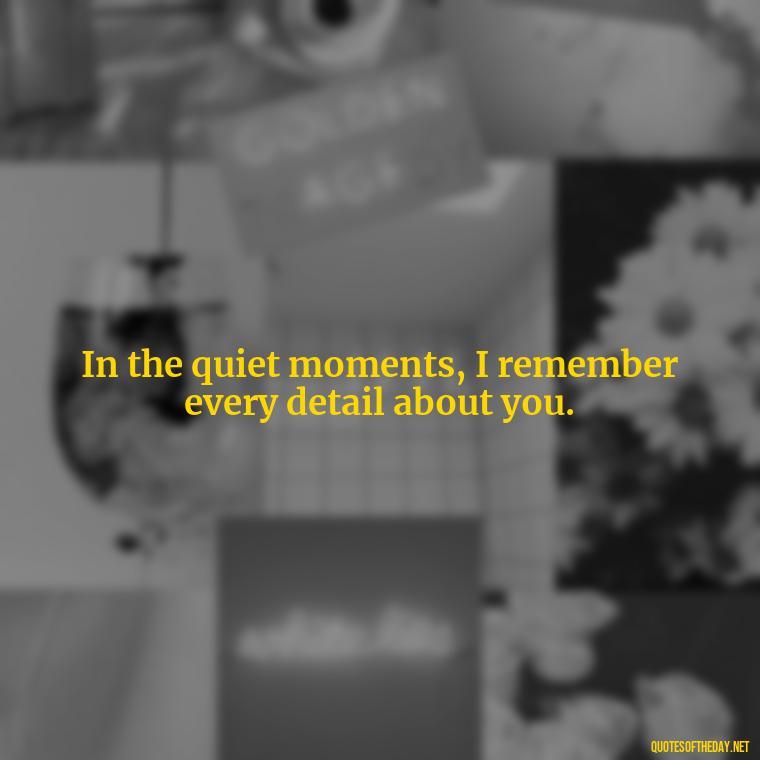 In the quiet moments, I remember every detail about you. - Missing Someone You Love Quotes