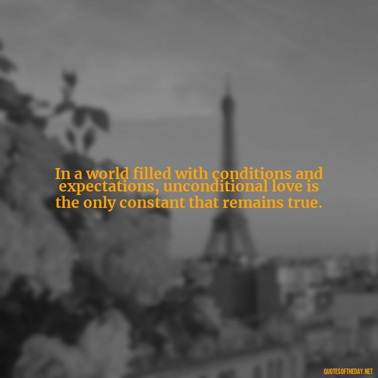 In a world filled with conditions and expectations, unconditional love is the only constant that remains true. - Love Unconditional Quotes