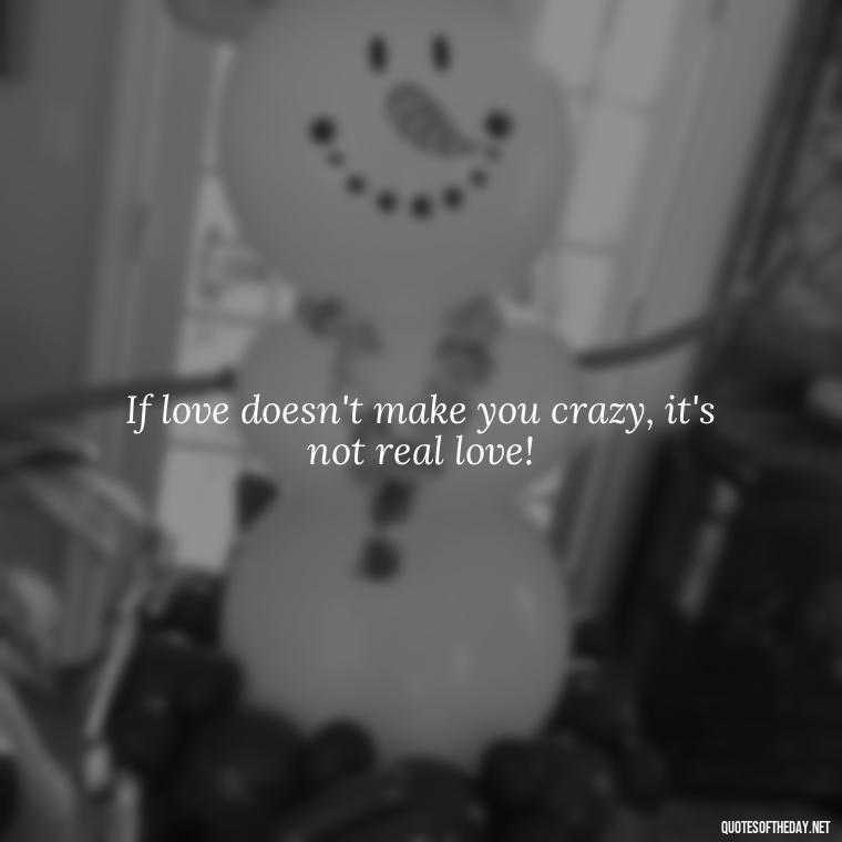 If love doesn't make you crazy, it's not real love! - Love Is A Mistake Quotes