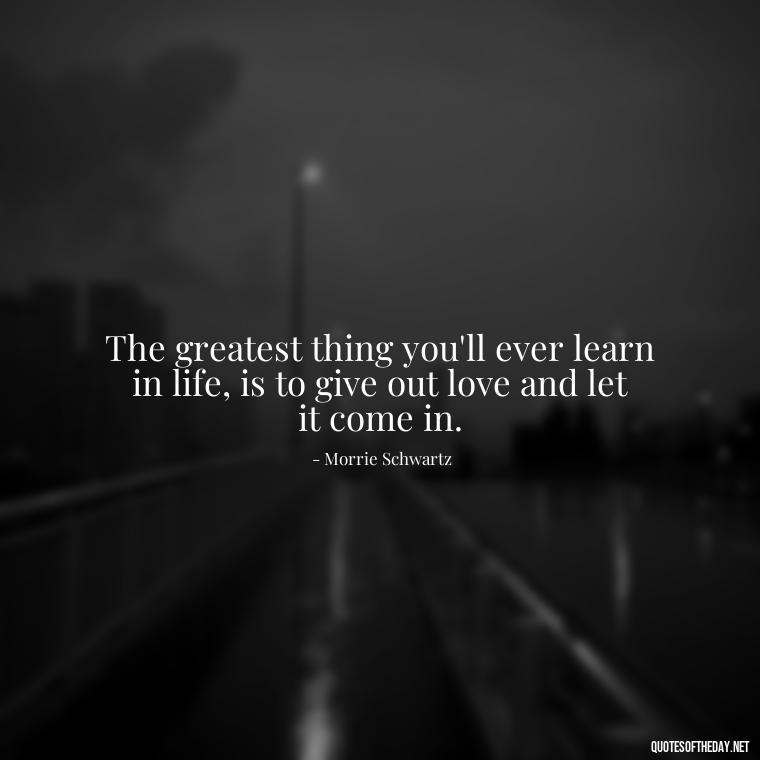 The greatest thing you'll ever learn in life, is to give out love and let it come in. - Love Shouldn'T Hurt Quotes