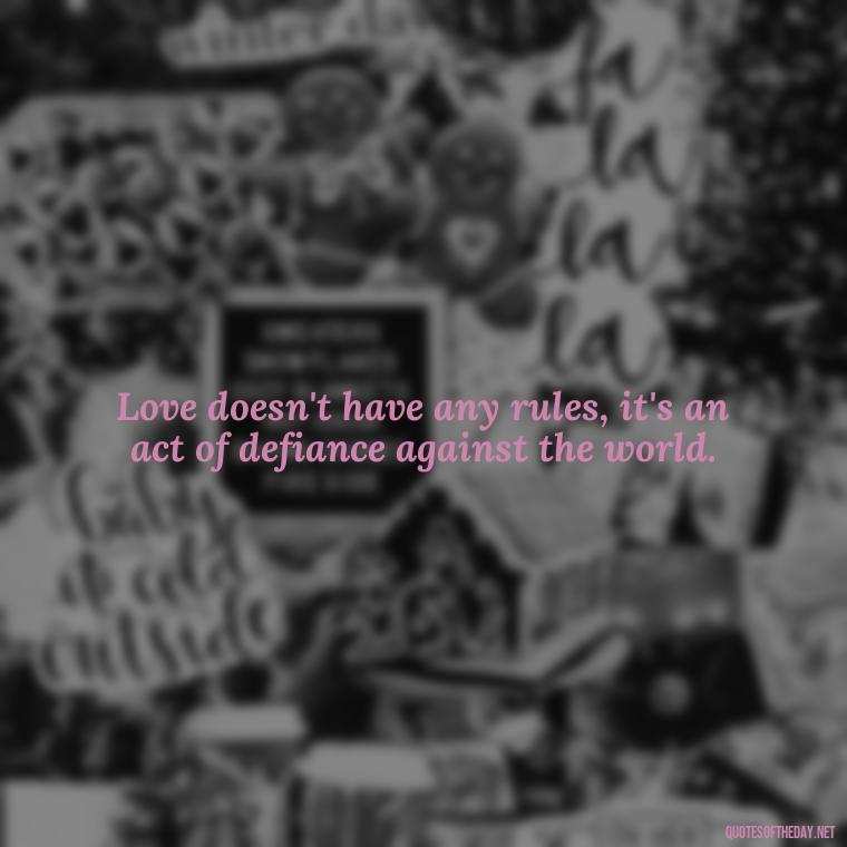 Love doesn't have any rules, it's an act of defiance against the world. - Quotes About Struggling Love