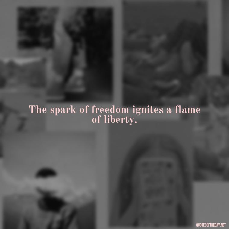 The spark of freedom ignites a flame of liberty. - Fourth Of July Quotes Short