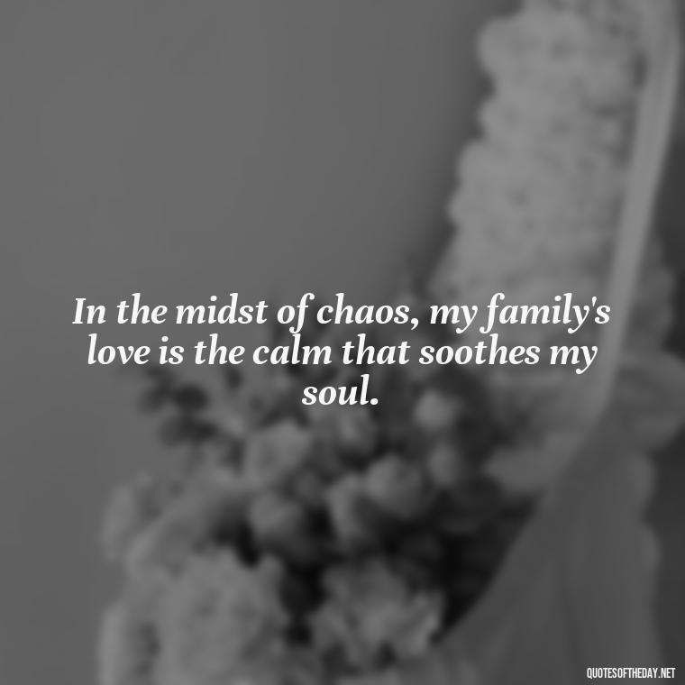 In the midst of chaos, my family's love is the calm that soothes my soul. - Love Of My Family Quotes