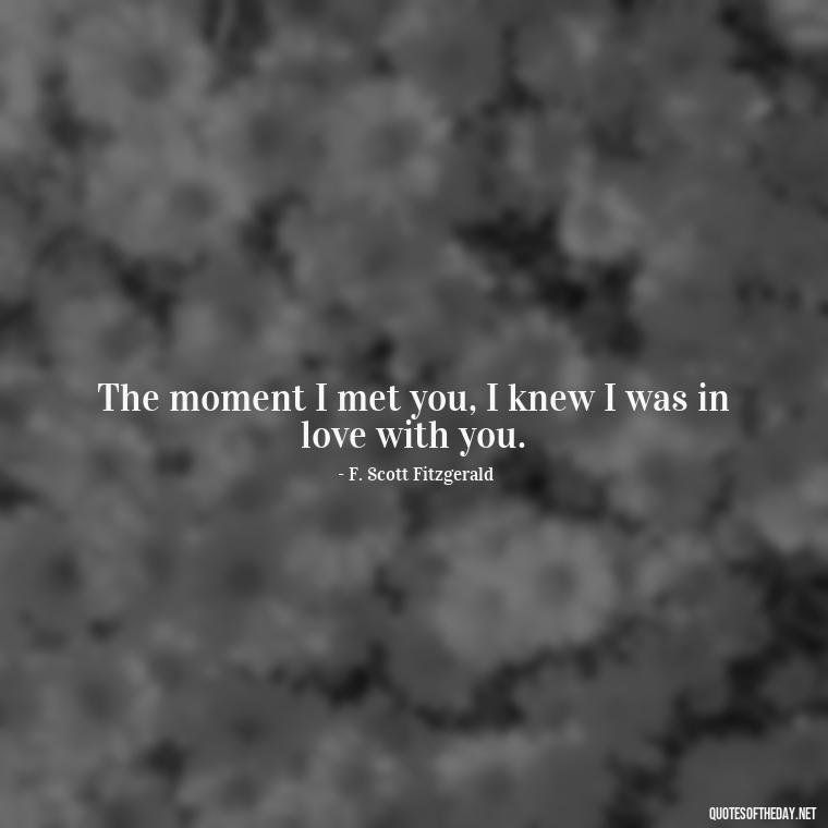 The moment I met you, I knew I was in love with you. - Love Quotes By F Scott Fitzgerald