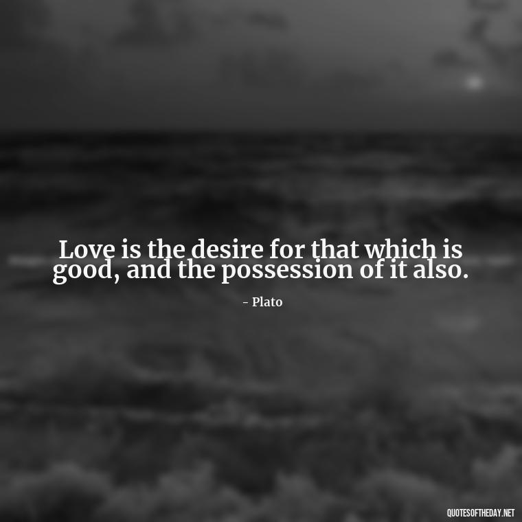 Love is the desire for that which is good, and the possession of it also. - Plato Quotes On Love