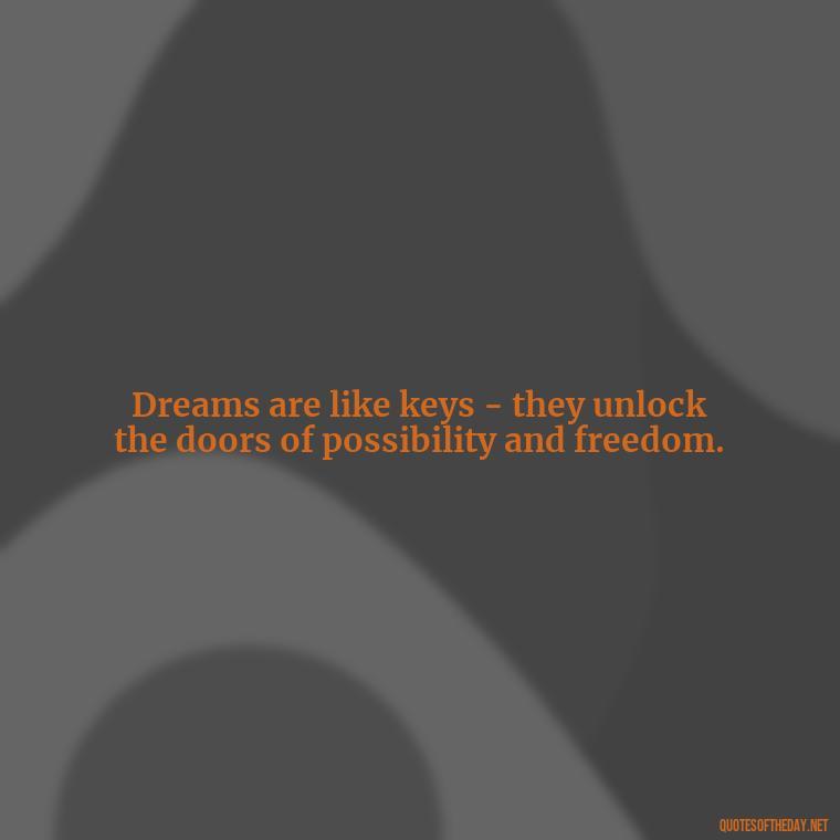 Dreams are like keys - they unlock the doors of possibility and freedom. - Love Dream Quotes