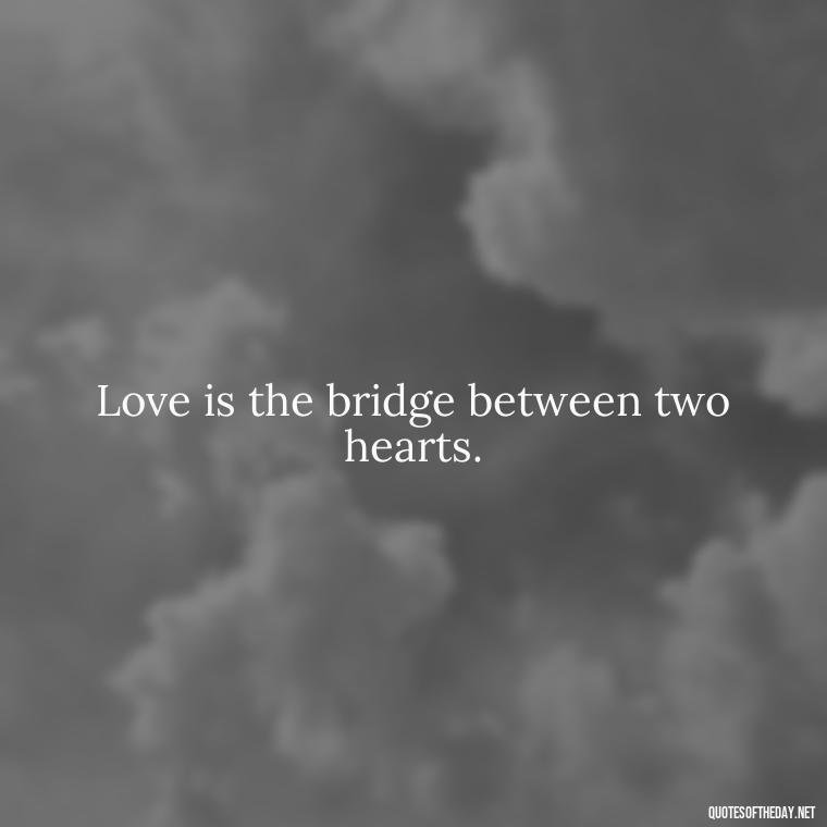 Love is the bridge between two hearts. - Best Love Book Quotes