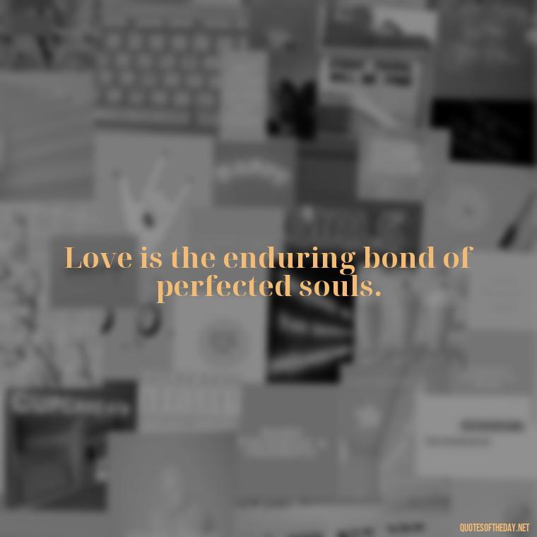 Love is the enduring bond of perfected souls. - Bible Quote About Love And Marriage