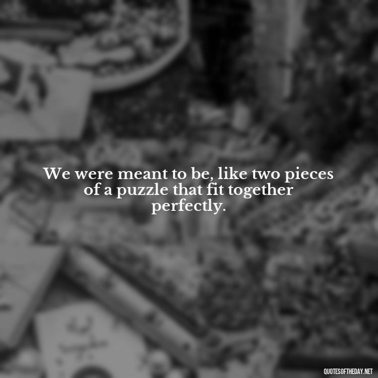 We were meant to be, like two pieces of a puzzle that fit together perfectly. - Crushing Love Quotes