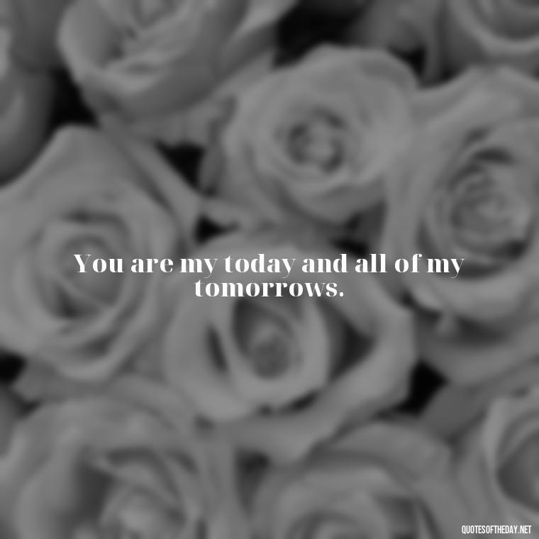 You are my today and all of my tomorrows. - Love Infinite Quotes