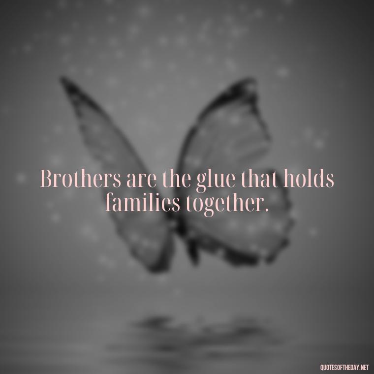 Brothers are the glue that holds families together. - Love You Brother Quotes