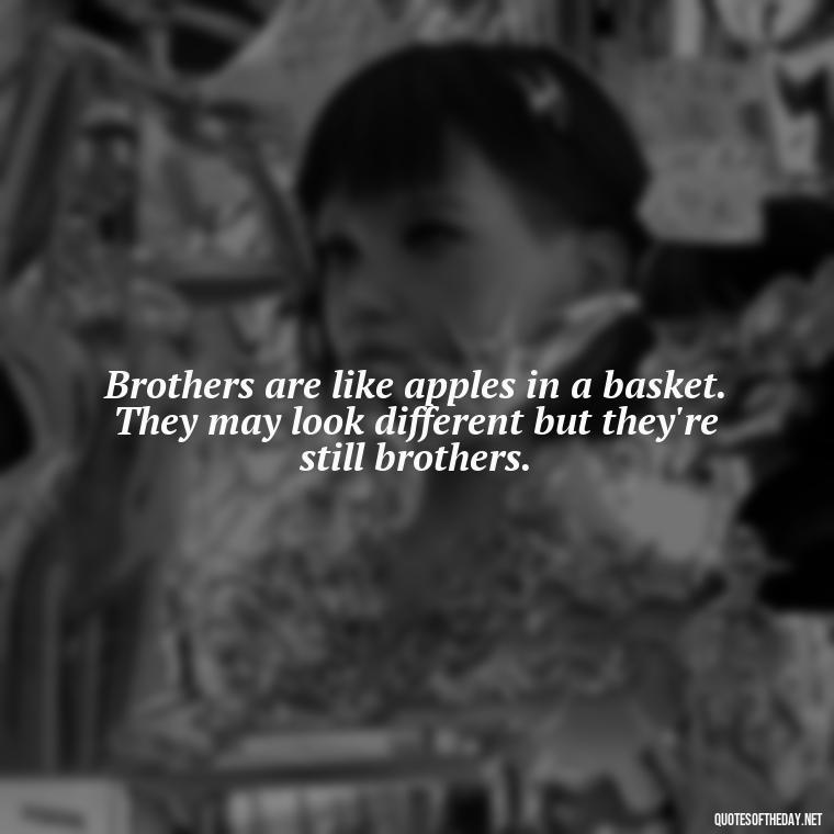 Brothers are like apples in a basket. They may look different but they're still brothers. - Love You Brother Quotes