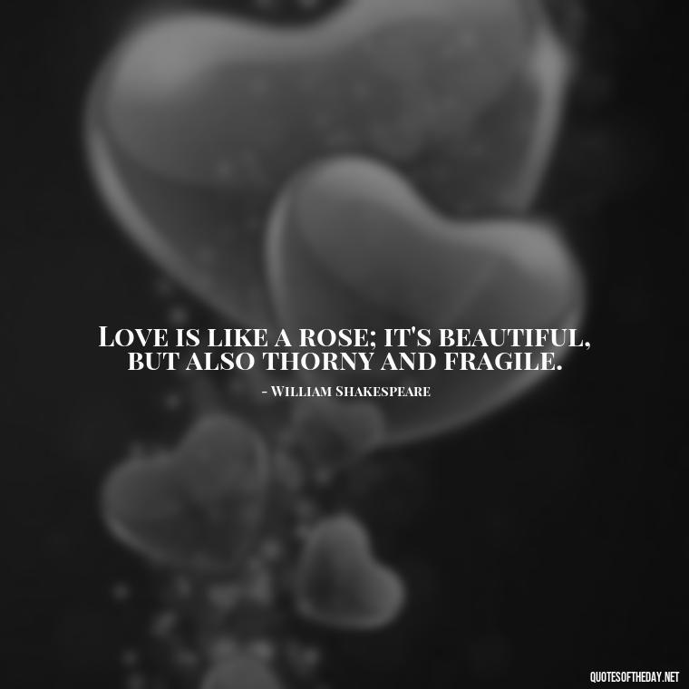 Love is like a rose; it's beautiful, but also thorny and fragile. - Famous Quotes Of Shakespeare On Love