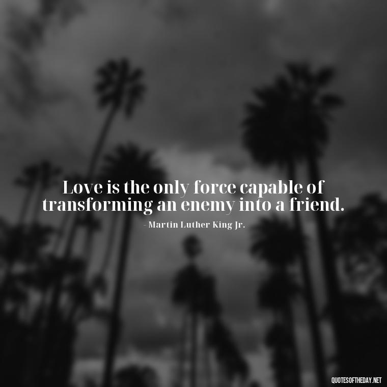 Love is the only force capable of transforming an enemy into a friend. - Favorite Love Quotes