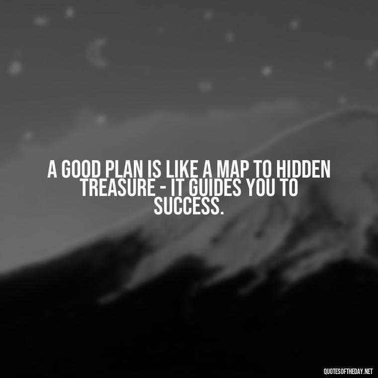 A good plan is like a map to hidden treasure - it guides you to success. - I Love It When A Plan Comes Together Quote