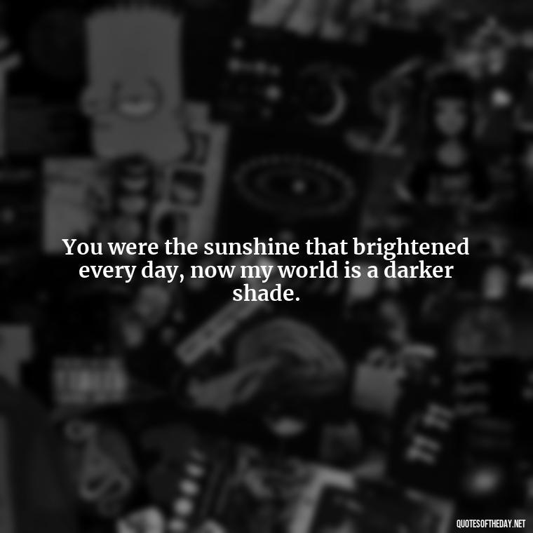 You were the sunshine that brightened every day, now my world is a darker shade. - Quotes For Missing A Loved One Who Passed Away