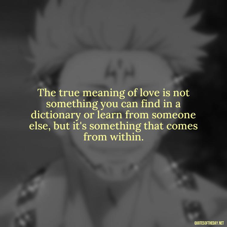 The true meaning of love is not something you can find in a dictionary or learn from someone else, but it's something that comes from within. - Love Quinn Quotes