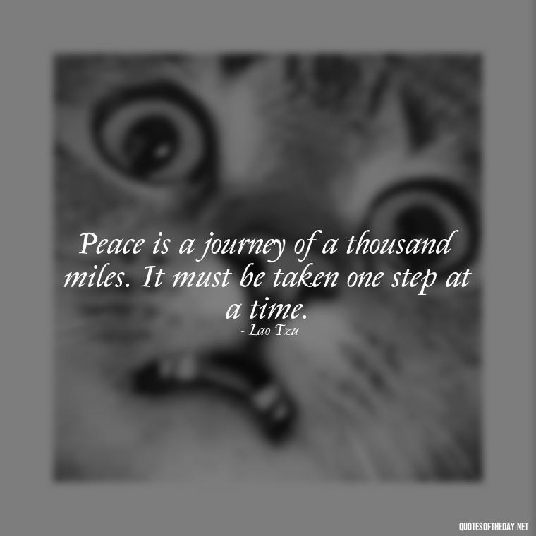 Peace is a journey of a thousand miles. It must be taken one step at a time. - Short Quotes Peace