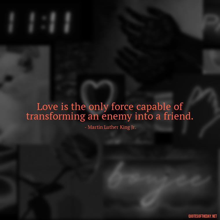 Love is the only force capable of transforming an enemy into a friend. - Love Is Us Quotes