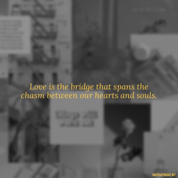 Love is the bridge that spans the chasm between our hearts and souls. - Loneliness And Love Quotes