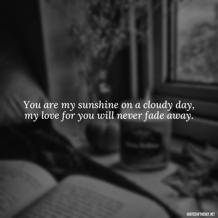 You are my sunshine on a cloudy day, my love for you will never fade away. - Love Quotes For Your Friend