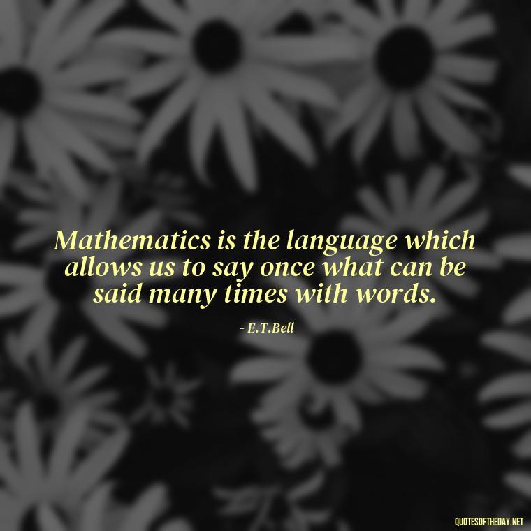 Mathematics is the language which allows us to say once what can be said many times with words. - Mathematics Short Quotes