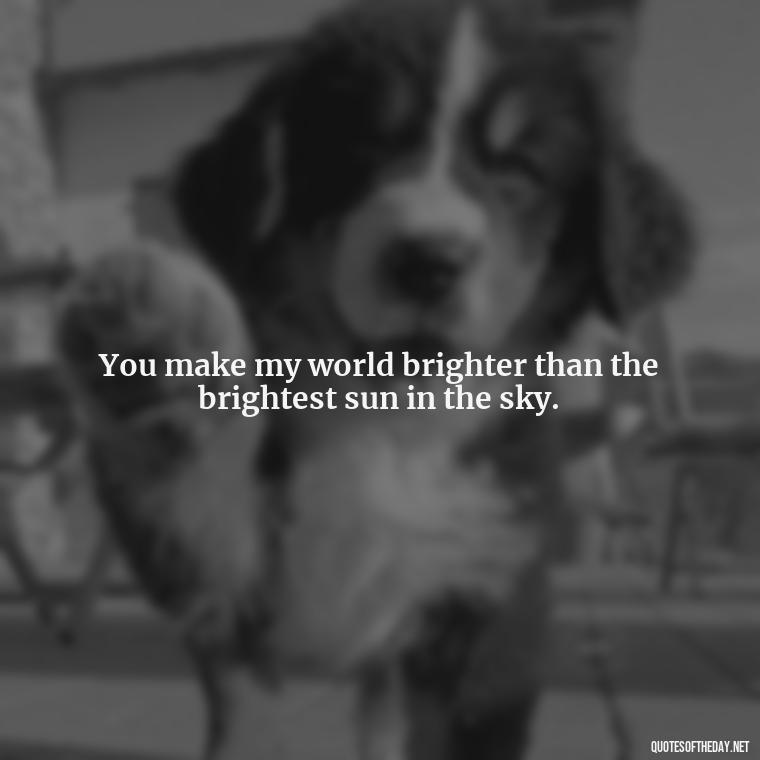 You make my world brighter than the brightest sun in the sky. - Love Quotes About The Sun