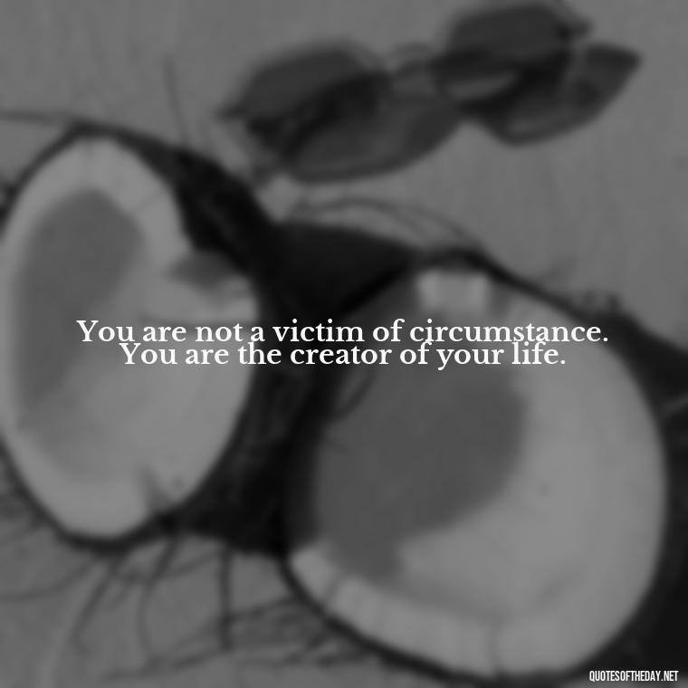 You are not a victim of circumstance. You are the creator of your life. - Short Manifest Quotes