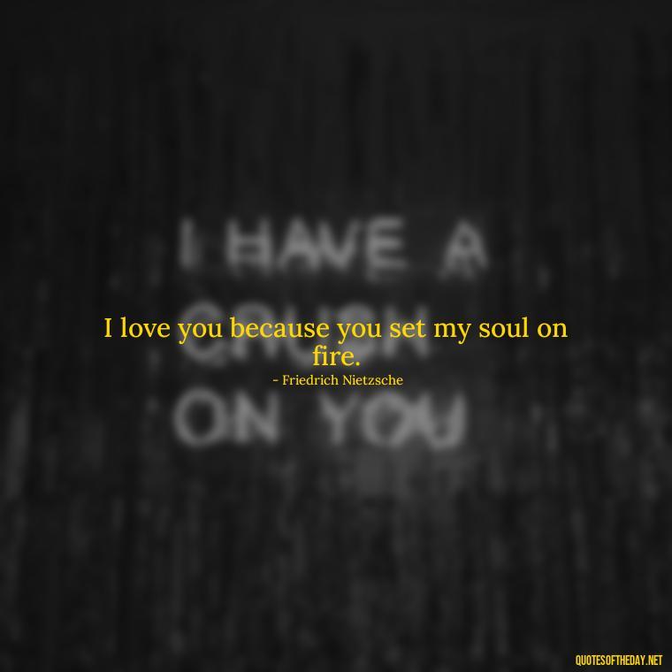 I love you because you set my soul on fire. - My Son I Love You Quotes