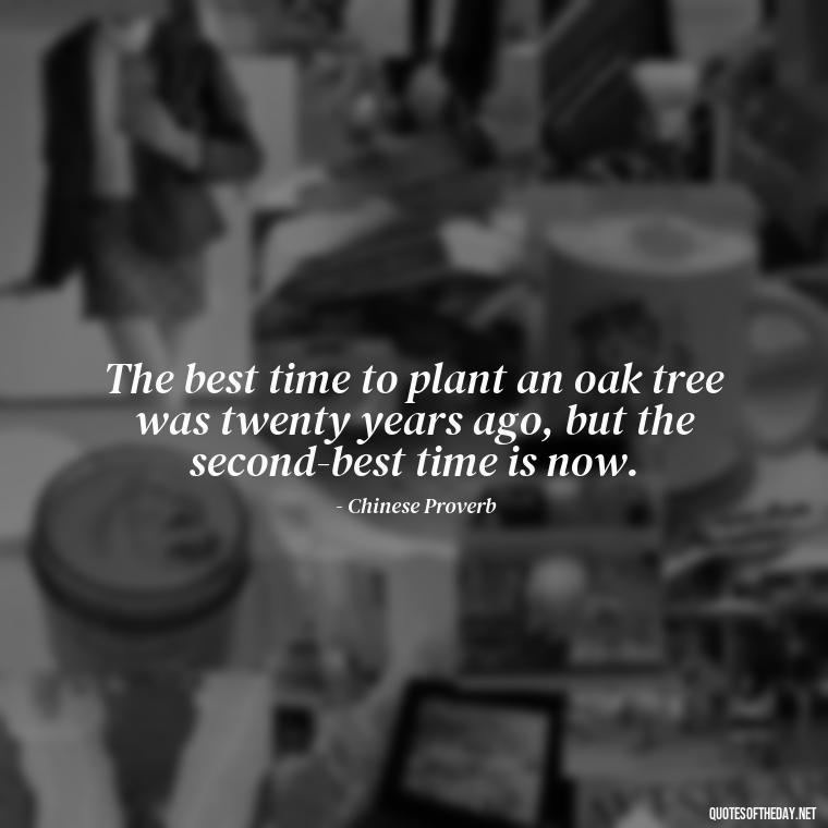 The best time to plant an oak tree was twenty years ago, but the second-best time is now. - Short Ldr Quotes