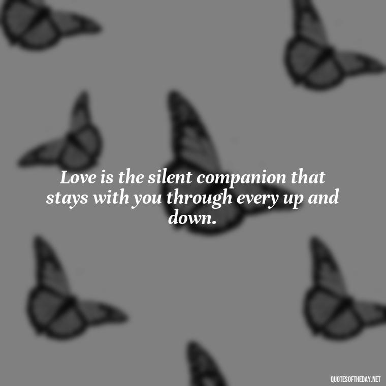 Love is the silent companion that stays with you through every up and down. - Love And Hurts Quotes