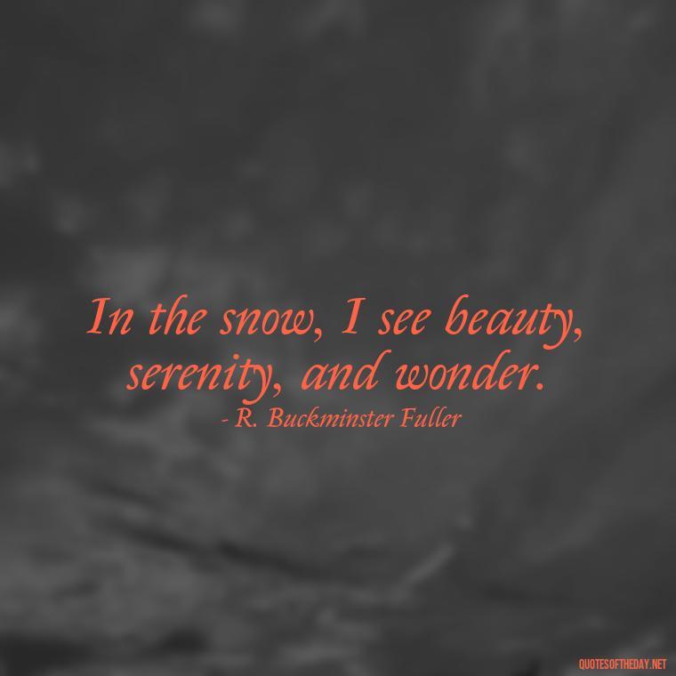 In the snow, I see beauty, serenity, and wonder. - Love The Snow Quotes