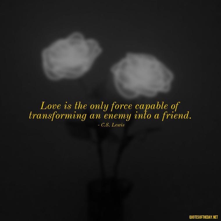 Love is the only force capable of transforming an enemy into a friend. - Cs Lewis The Four Loves Quotes