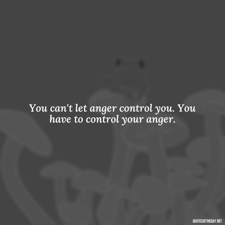 You can't let anger control you. You have to control your anger. - Short Anger Quotes