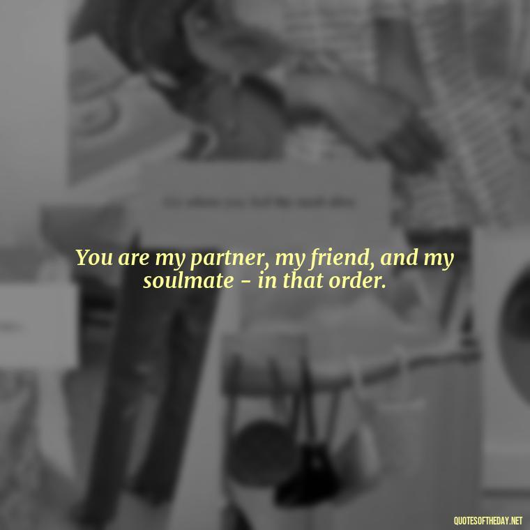 You are my partner, my friend, and my soulmate - in that order. - Lotr Love Quotes