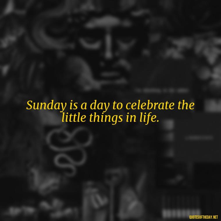 Sunday is a day to celebrate the little things in life. - Short Sunday Quotes