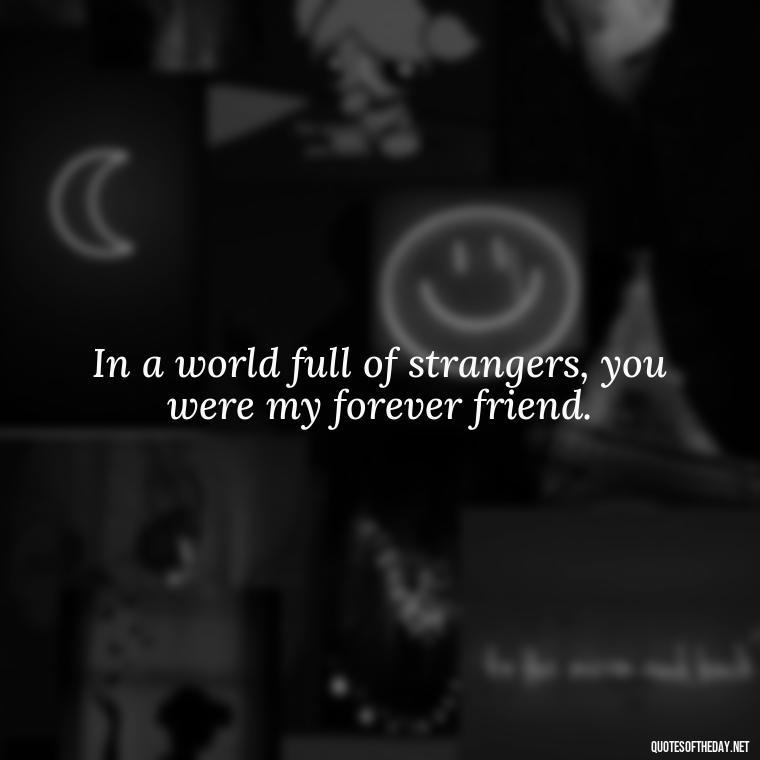 In a world full of strangers, you were my forever friend. - Love U Miss U Quotes