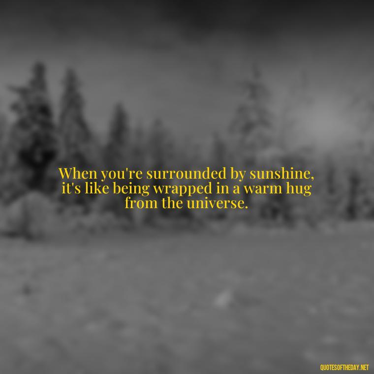 When you're surrounded by sunshine, it's like being wrapped in a warm hug from the universe. - Love The Sunshine Quotes